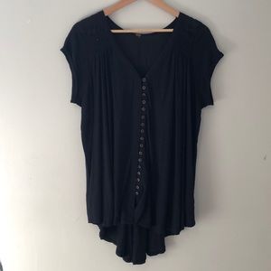 Free People Black Blouse